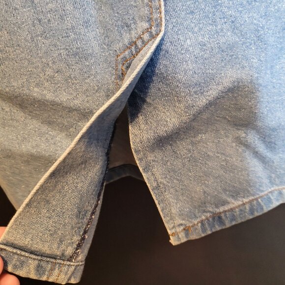 Vintage Denim Skirt Long Below Knee Red Belt Trend Basics Small Cotton - Picture 8 of 10